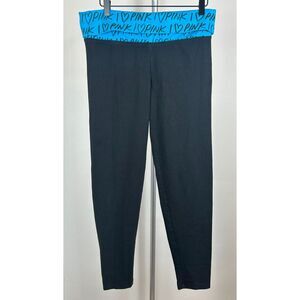 Victoria Secret Fold over Leggings Large spell out VINTAGE Black